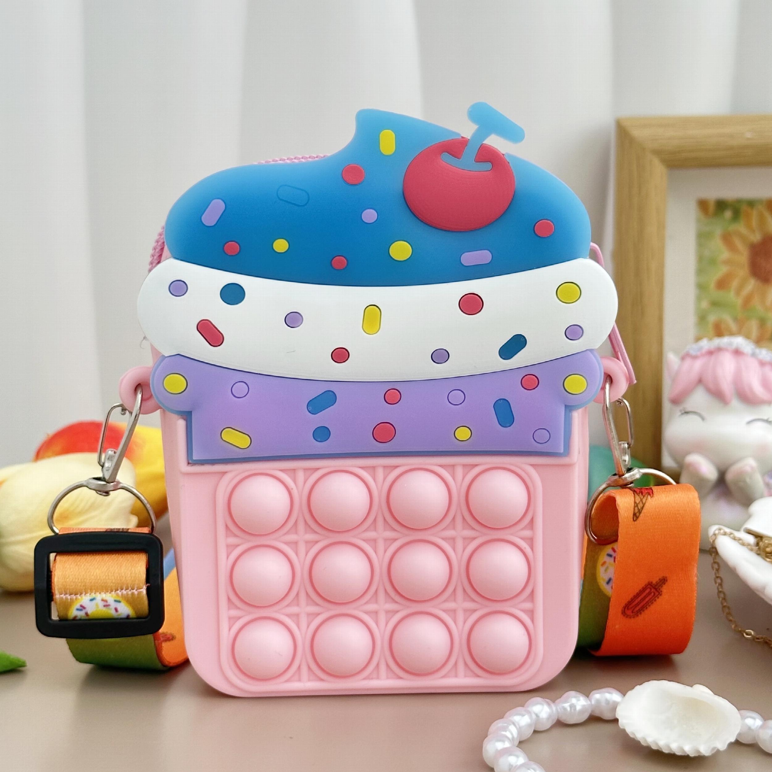 Girls Silicone Messenger Bag Coin Purse Children's Pop Fidget Toy Bag