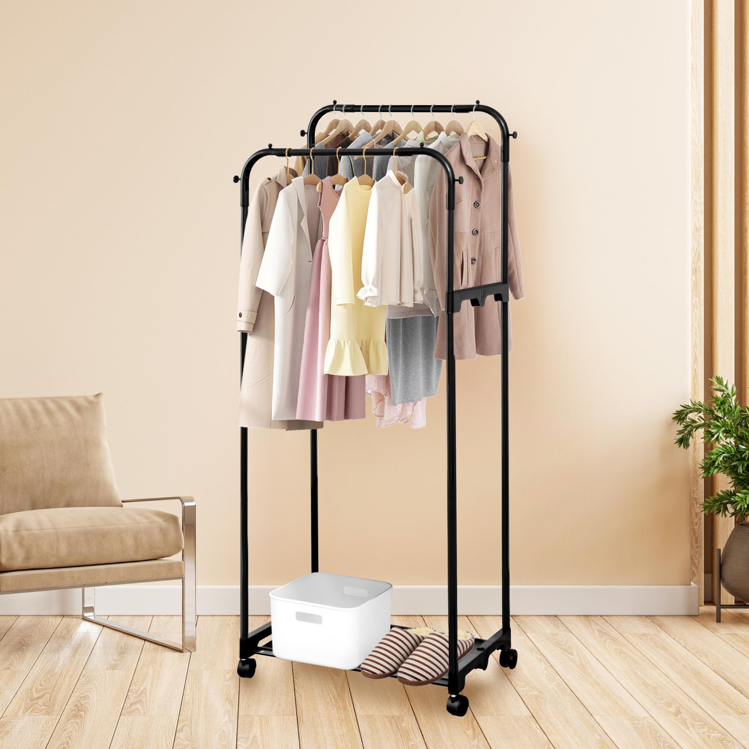 Movable Foyer Shoe Rack Standing Coat Rack Metal Shoe & Hat