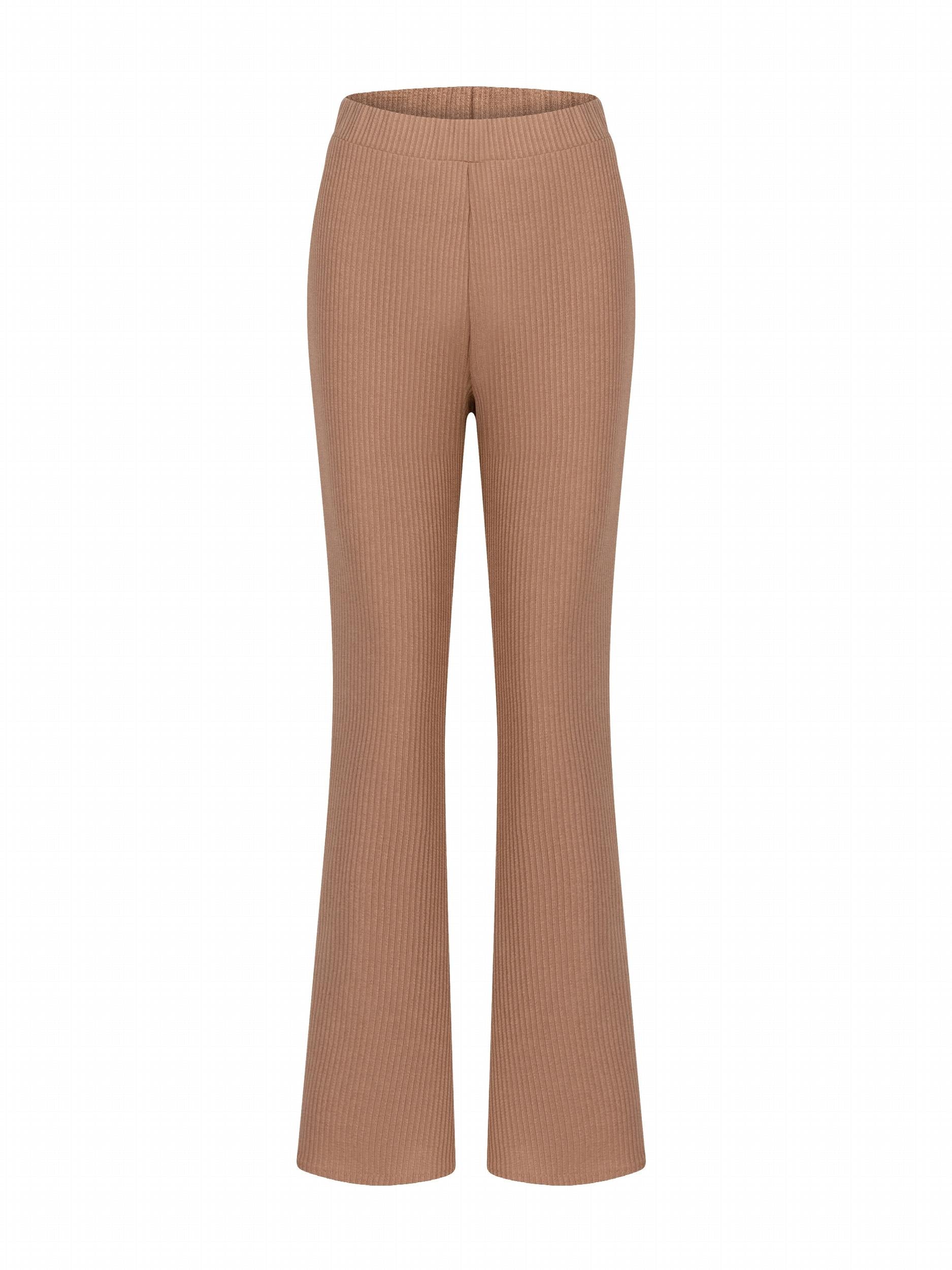 Ribbed Flared Pants Casual Women's Clothing