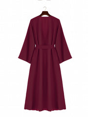 Sheer Kimono Long Sleeve Tie Front Solid Robes Women's Swimwear