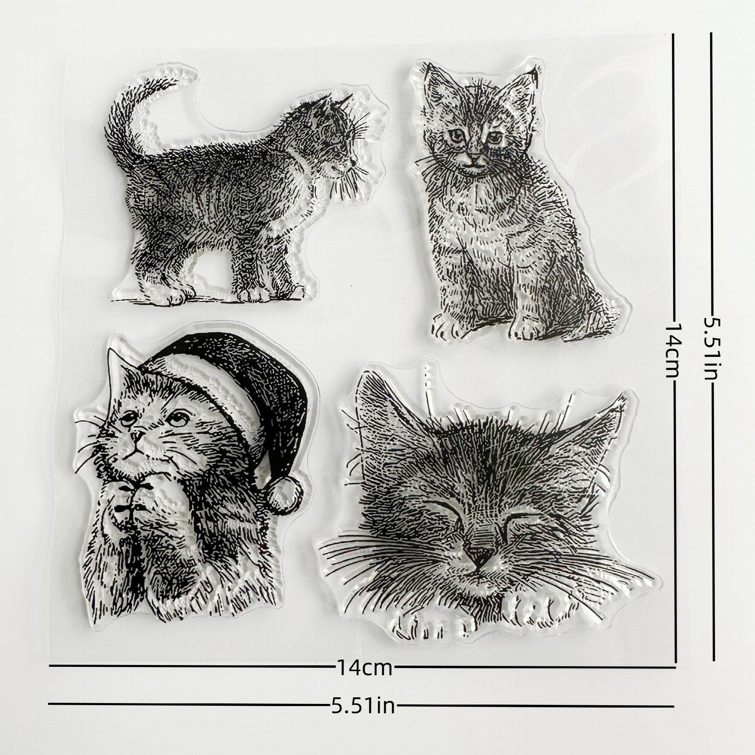 Cartoon Cat Transparent Journal Stamp for DIY Scrapbooking