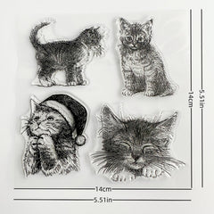 Cartoon Cat Transparent Journal Stamp for DIY Scrapbooking
