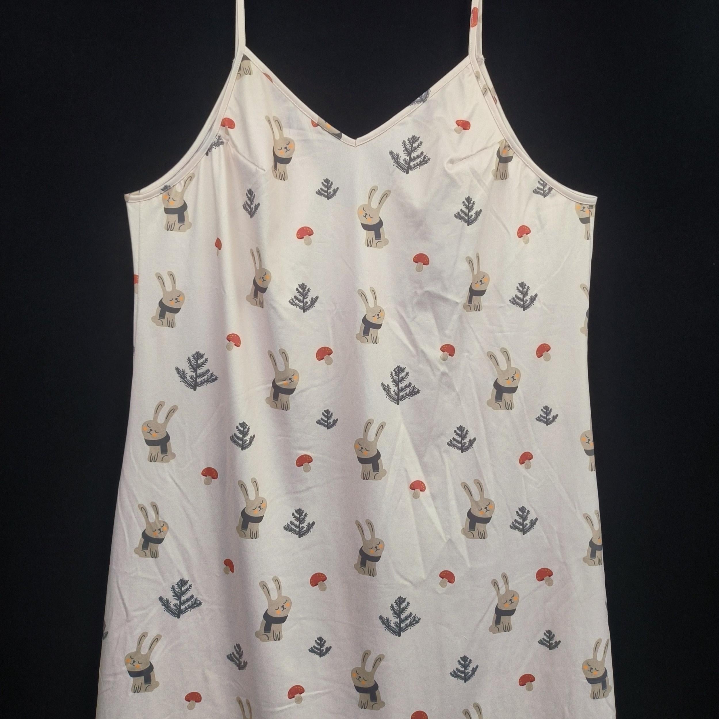  Rabbit & Mushroom Print V Neck Cami Nightdress