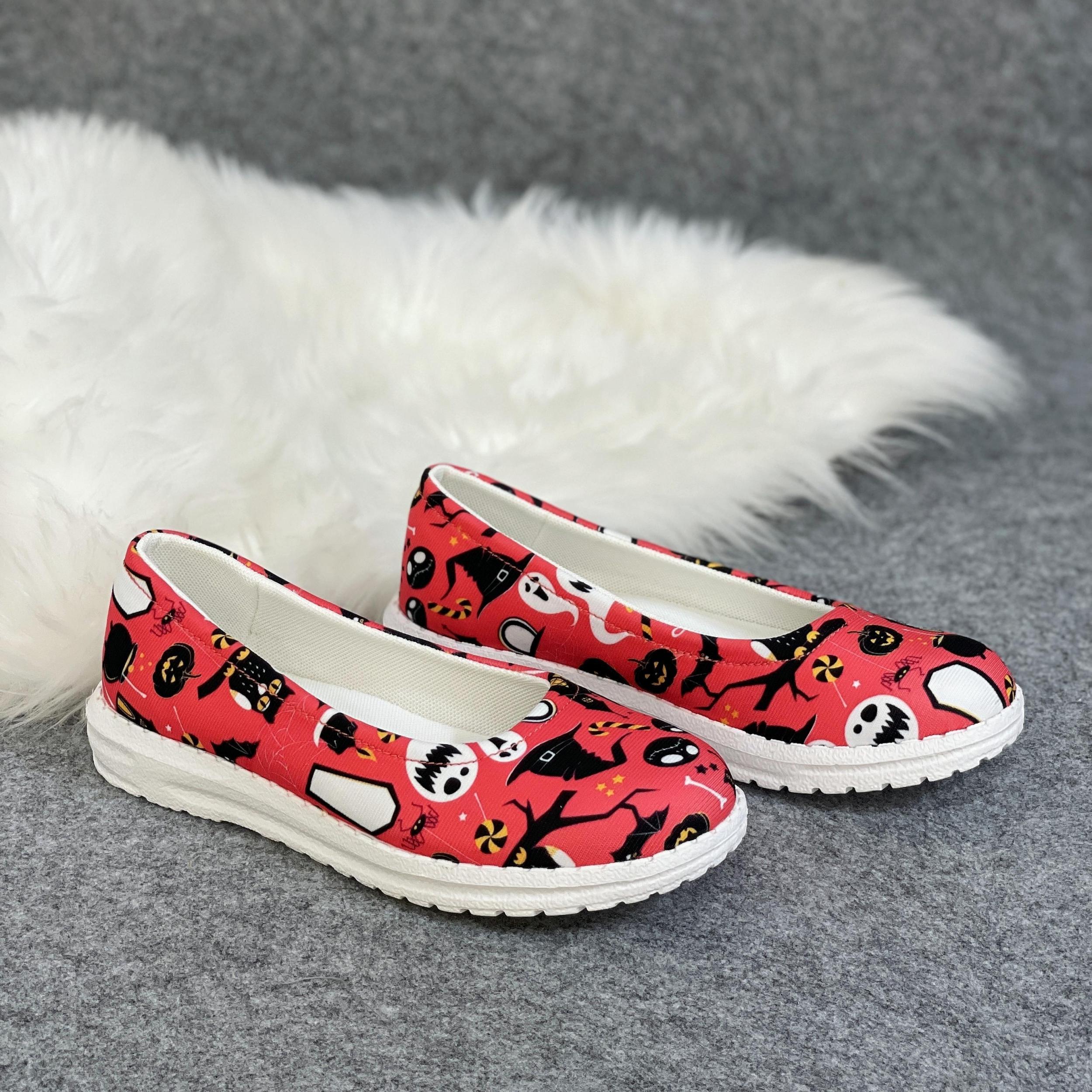 Halloween Colorful Elements Print Low Top Sport Flat Shoes