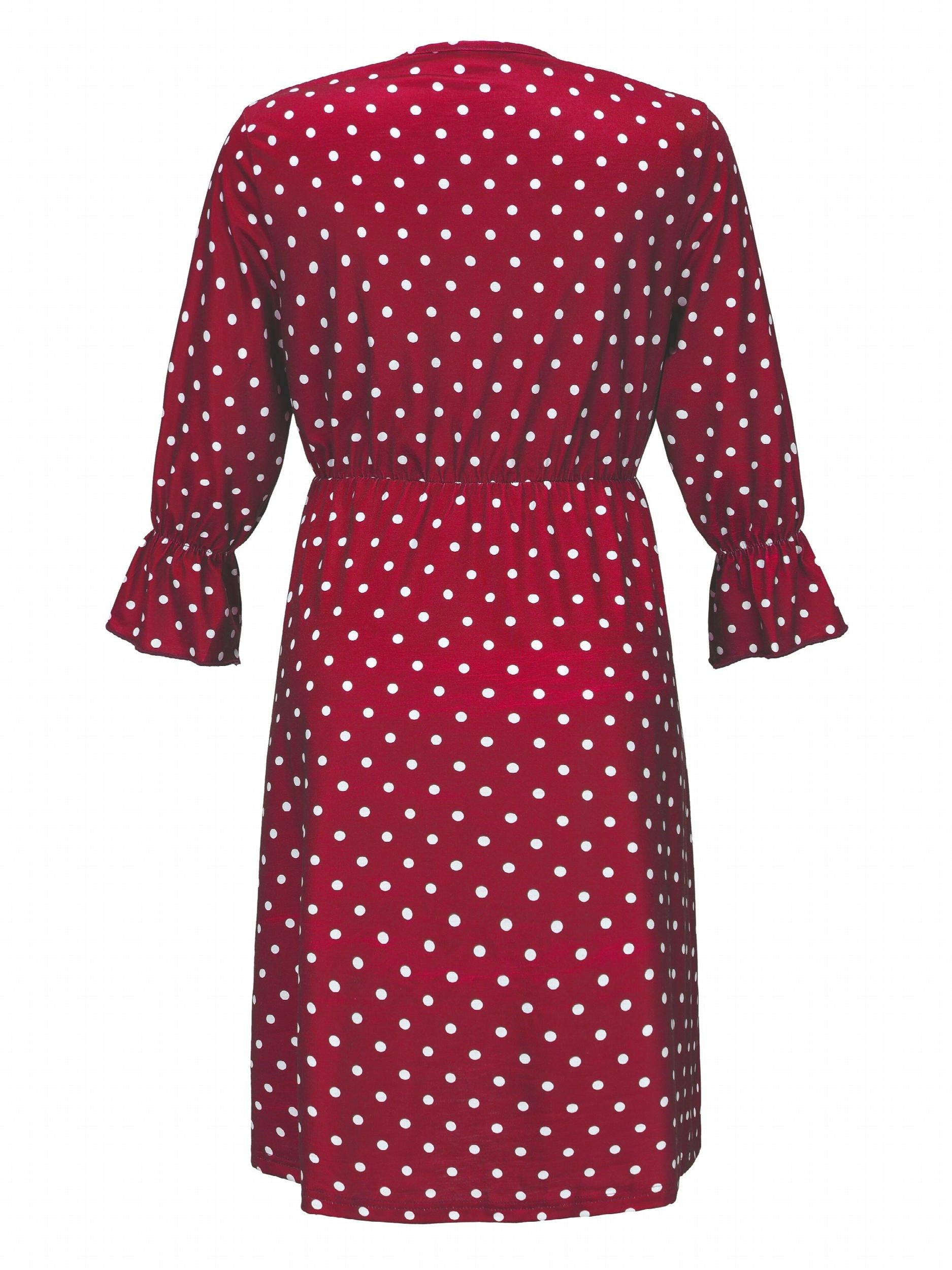 Polka Dot Ruffle Sleeve Maternity Dress