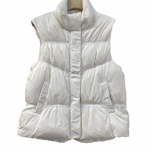 Women's Stand Collar Down Vest Short Waist Slim Shoulder Warm Vest