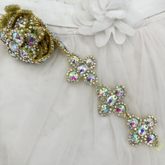 Rhinestone Flower Chain Bridal Gown Red Stitching DIY Wedding Dress Accessory
