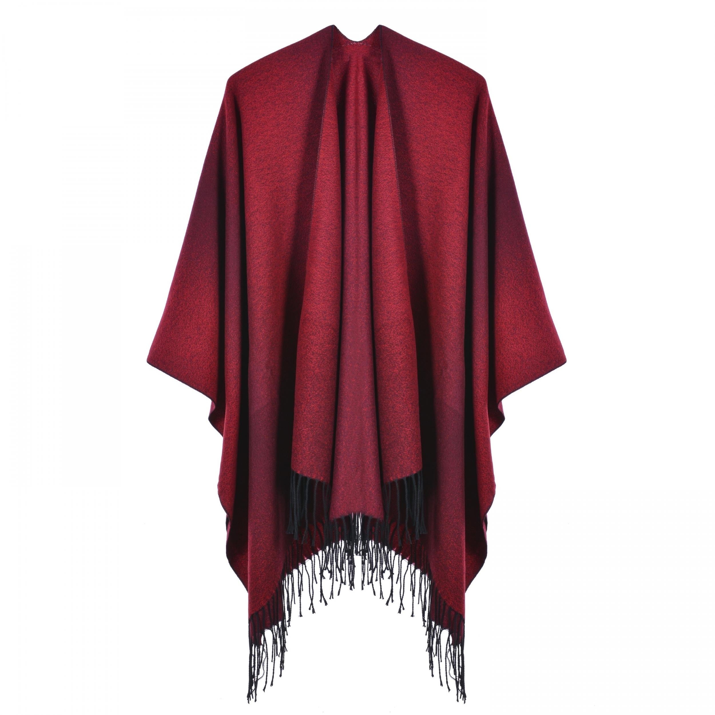 Gradient Cashmere Shawl Tassel Cape Scarf