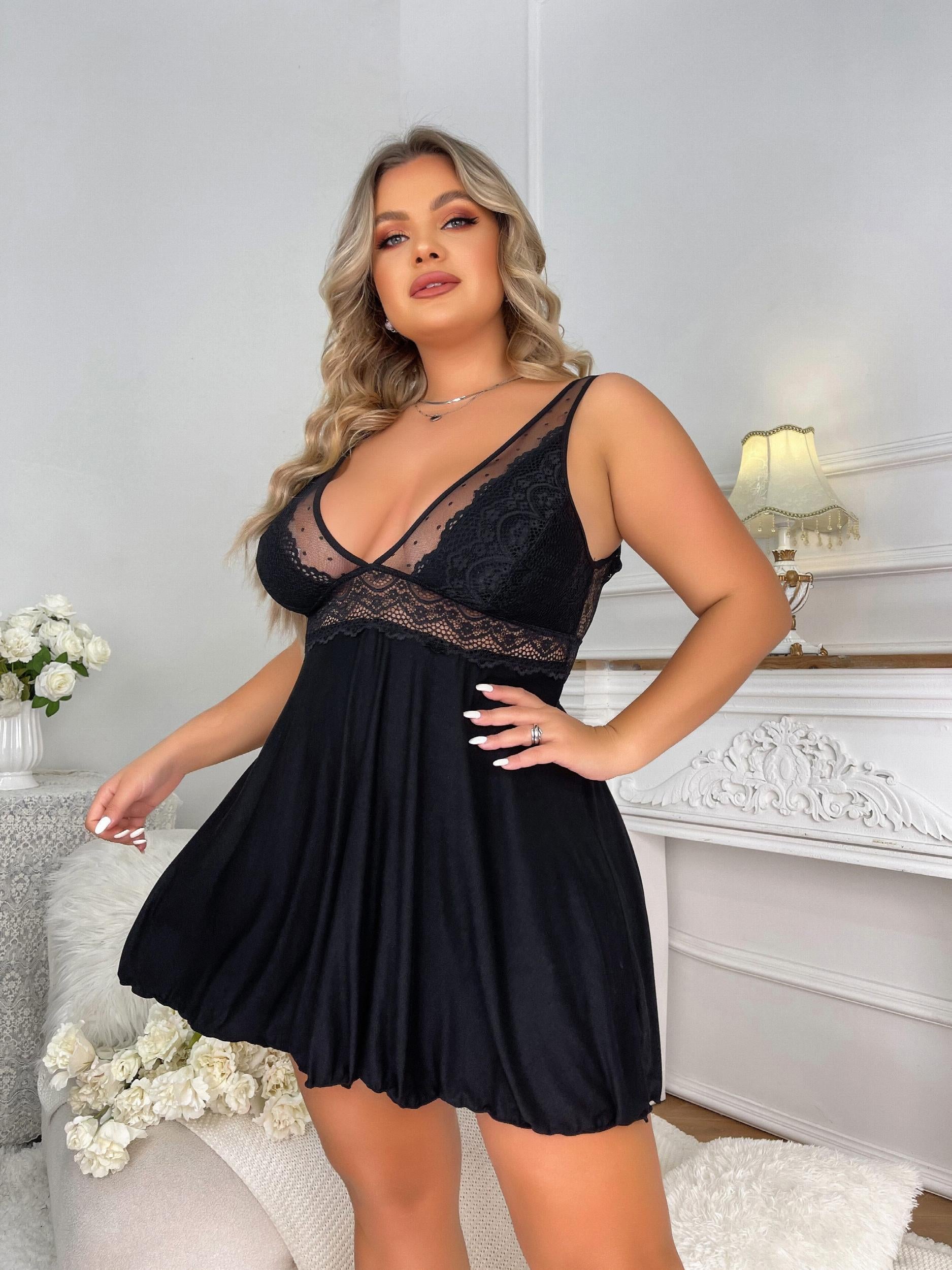  Sexy Nightdress Deep V Neck Sleep Tank Dress