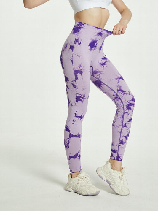 Tie Dye High Strech Sports Leggings High Waist Yoga Running Tight Pants