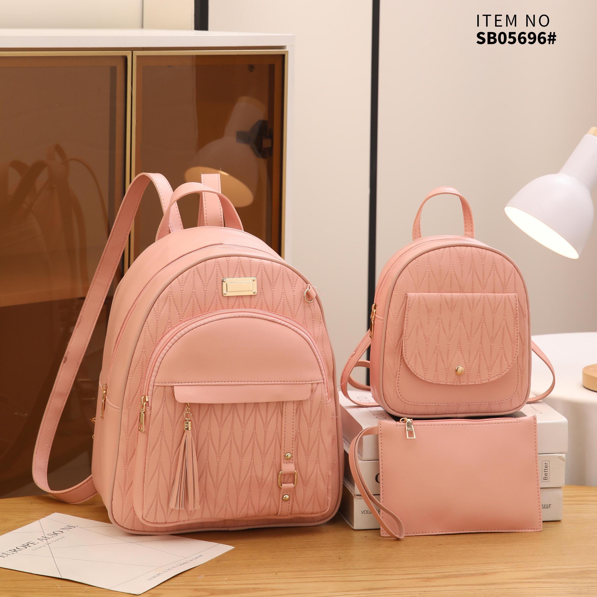 3pcs Large Capacity Backpack Small Backpack Clutch Purse Set