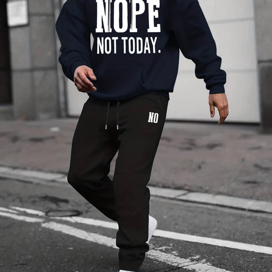 Men's Casual Long Sleeve T Shirt Hooded Sweatshirt & Joggers Set