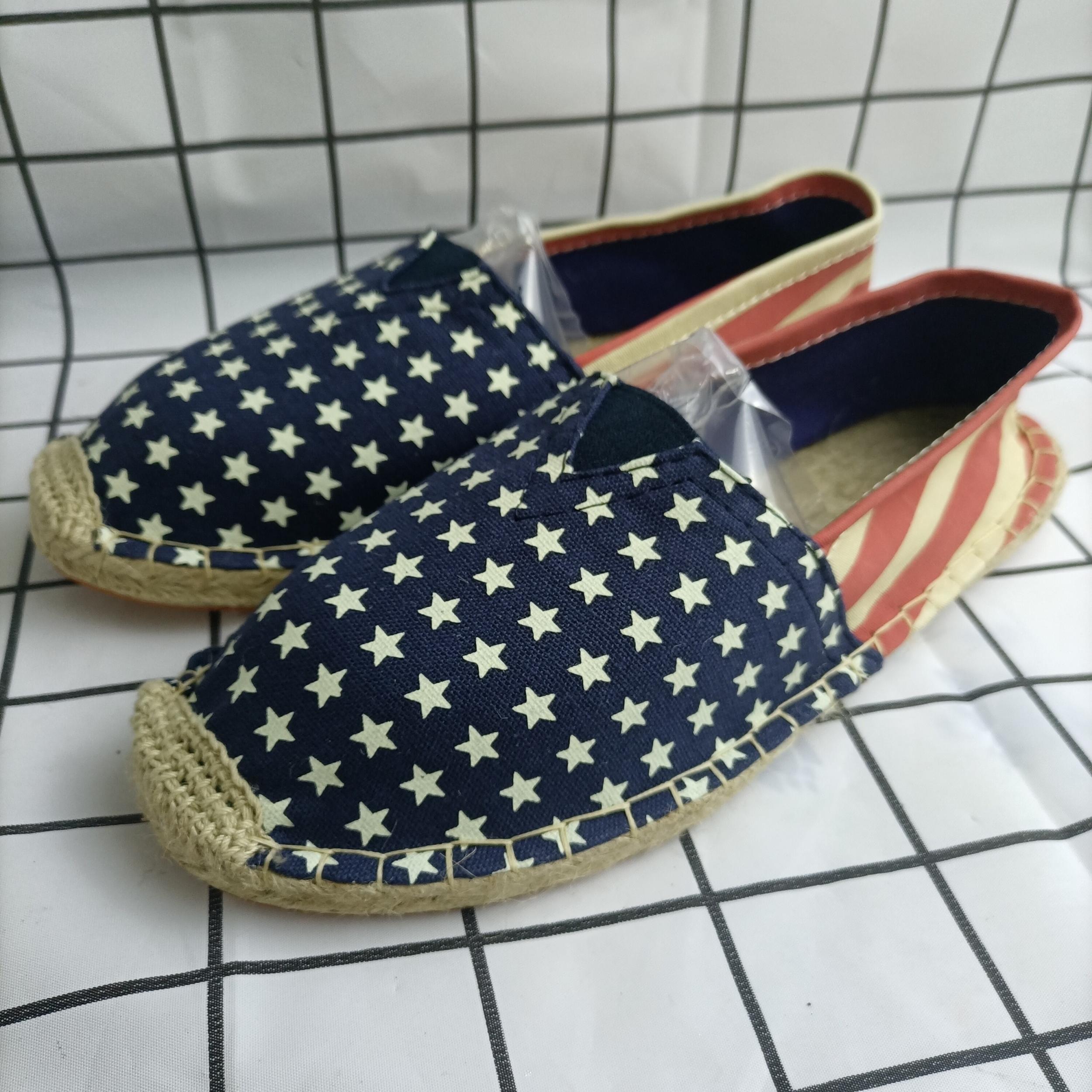 Women's Flag Pattern Flat Casual Shoes Slip On Low Top Round Toe