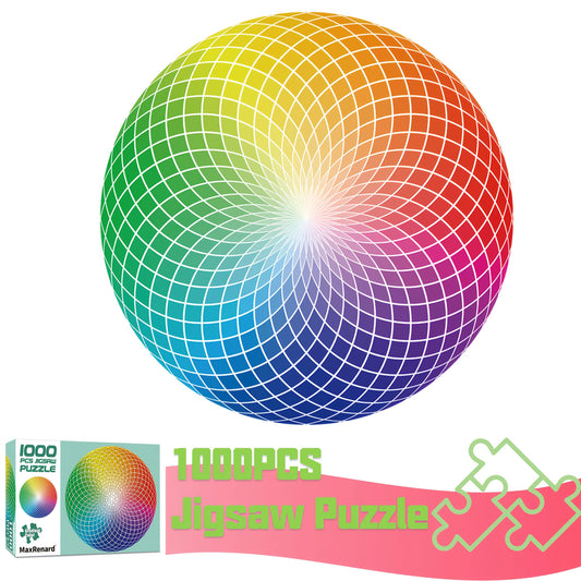 1000pcs Gradient Circle Jigsaw Puzzle Green to Red Challenging Puzzle