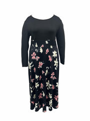  Colorblock Long Sleeve Maxi Dress