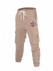 Men s Leaf Print Drawstring Cargo Pants