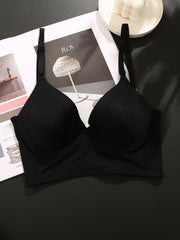 Solid Push Up Bra Comfy & Breathable Everyday Bra