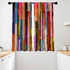 2pcs Colorful Wood Grain Art Window Curtains