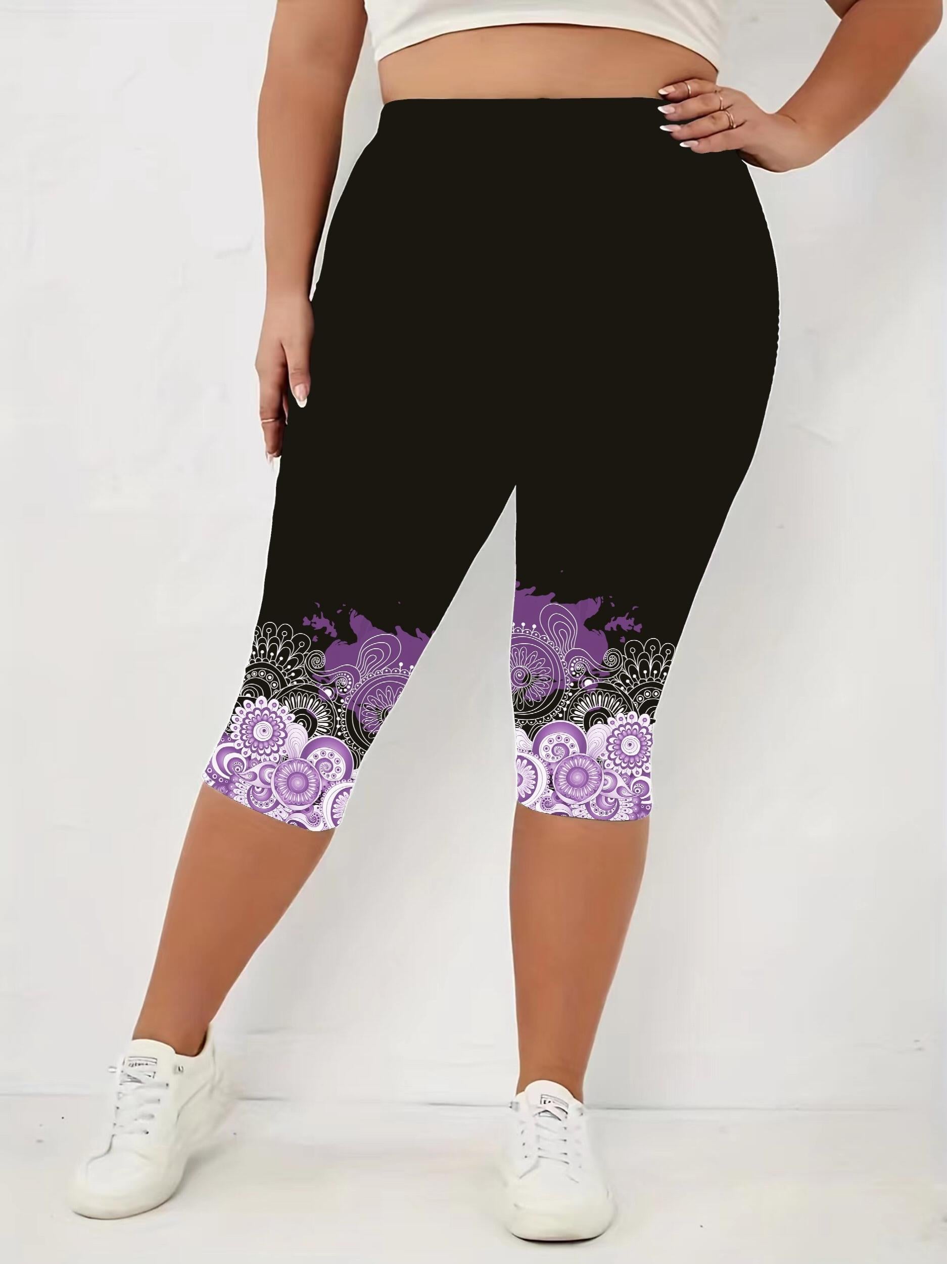Floral Print Capri Leggings for Women