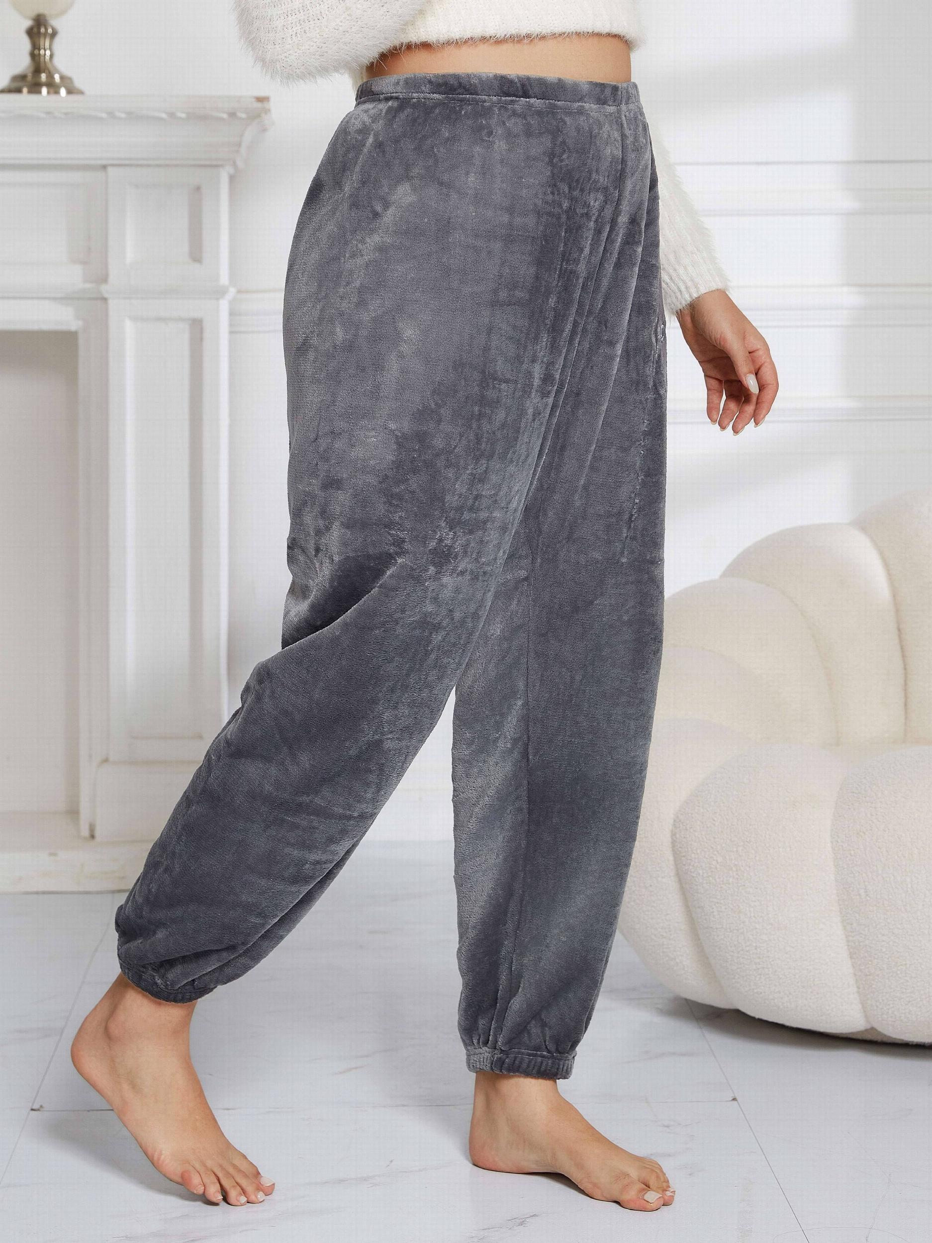 Women's Plus Size Embroidered Flannel Joggers