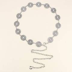 Stylish Hollow Out Waist Chain Silvery Golden Metal Belt