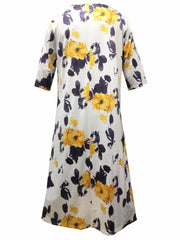  Women's Floral Print V Neck Dress