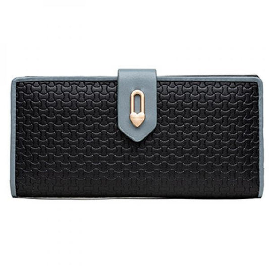 Women's Long Wallet with Contrast Check Zipper