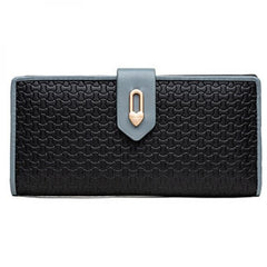 Women's Long Wallet with Contrast Check Zipper