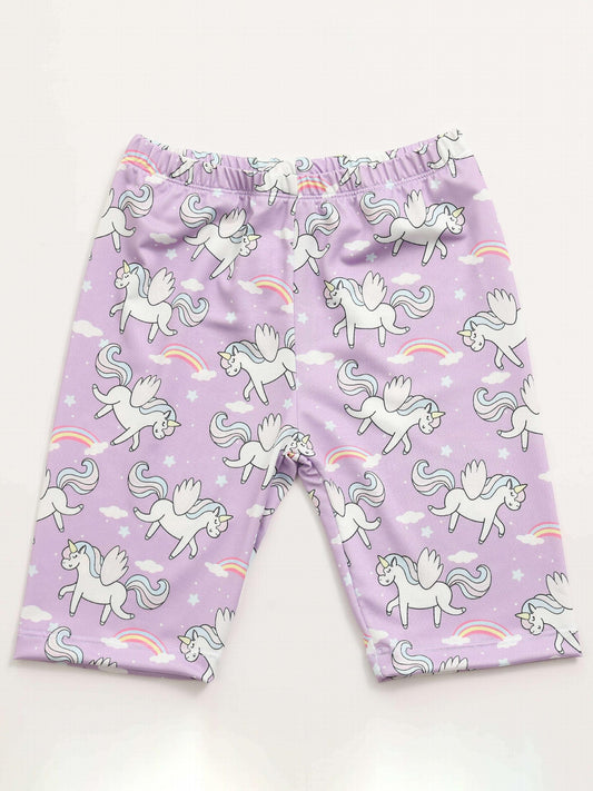 Toddler Girls Unicorn Dance Shorts Breathable Stretchy Safety
