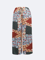  Boho Pants Women's Plus Patchwork Print Wide Leg Trousers