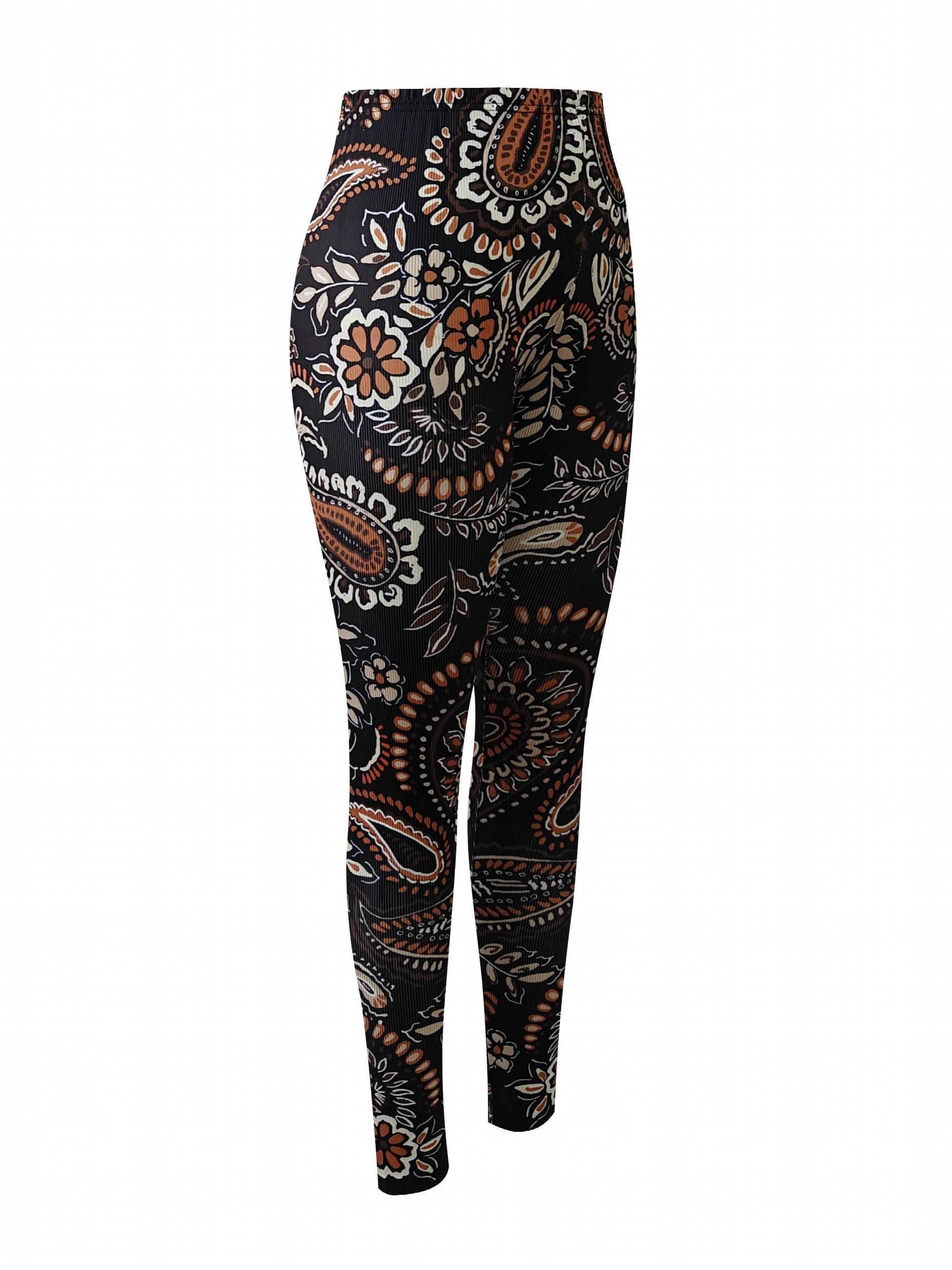 Paisley Print Yoga Workout Pants High Stretch Running Sports Fitness Leggings