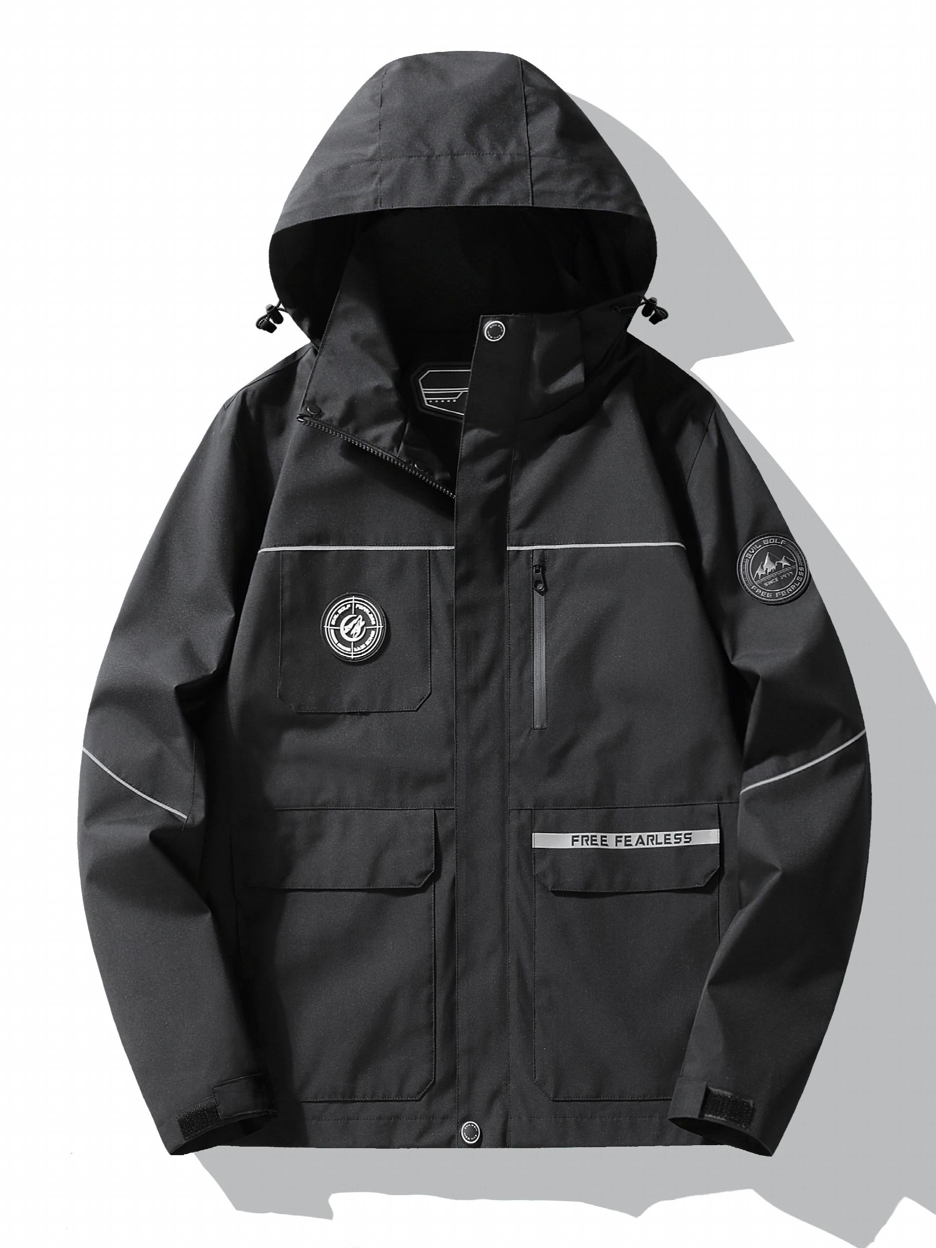 Men's Hooded Windbreaker Jacket Large Pocket Warm Jacket For Winter