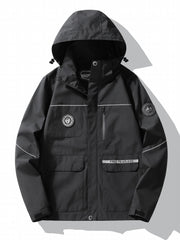 Men's Hooded Windbreaker Jacket Large Pocket Warm Jacket For Winter