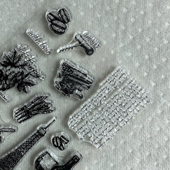 Retro Iron Tower Coffee Silicone Stamps for Card Decoration
