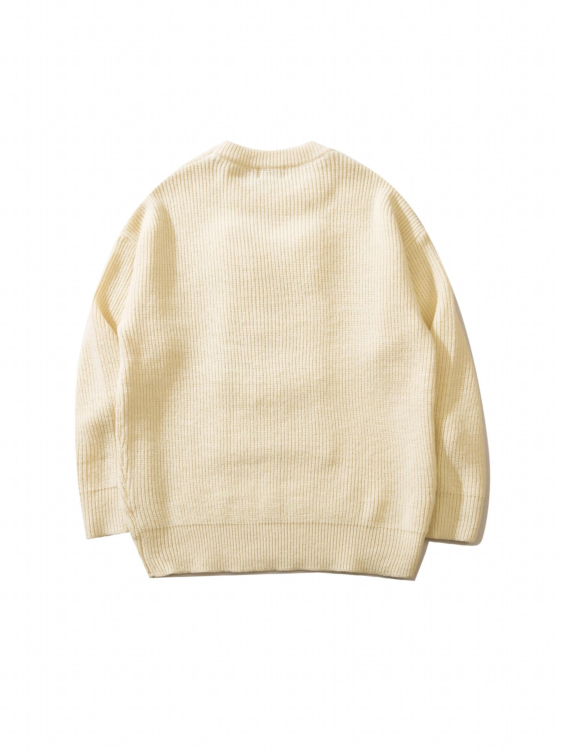 Cartoon Knitted Rabbit Sweater With Pocket