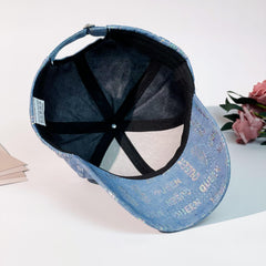 Laser QUEEN Print Baseball Cap Light Washed Sun Hat for Women