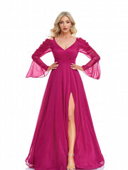V Neck Mesh Aline Dress High Split Dress For Cocktail Party