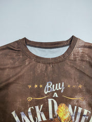 Letter And Feather Pattern Print Men's Short Sleeve T-shirt Graphic Tee