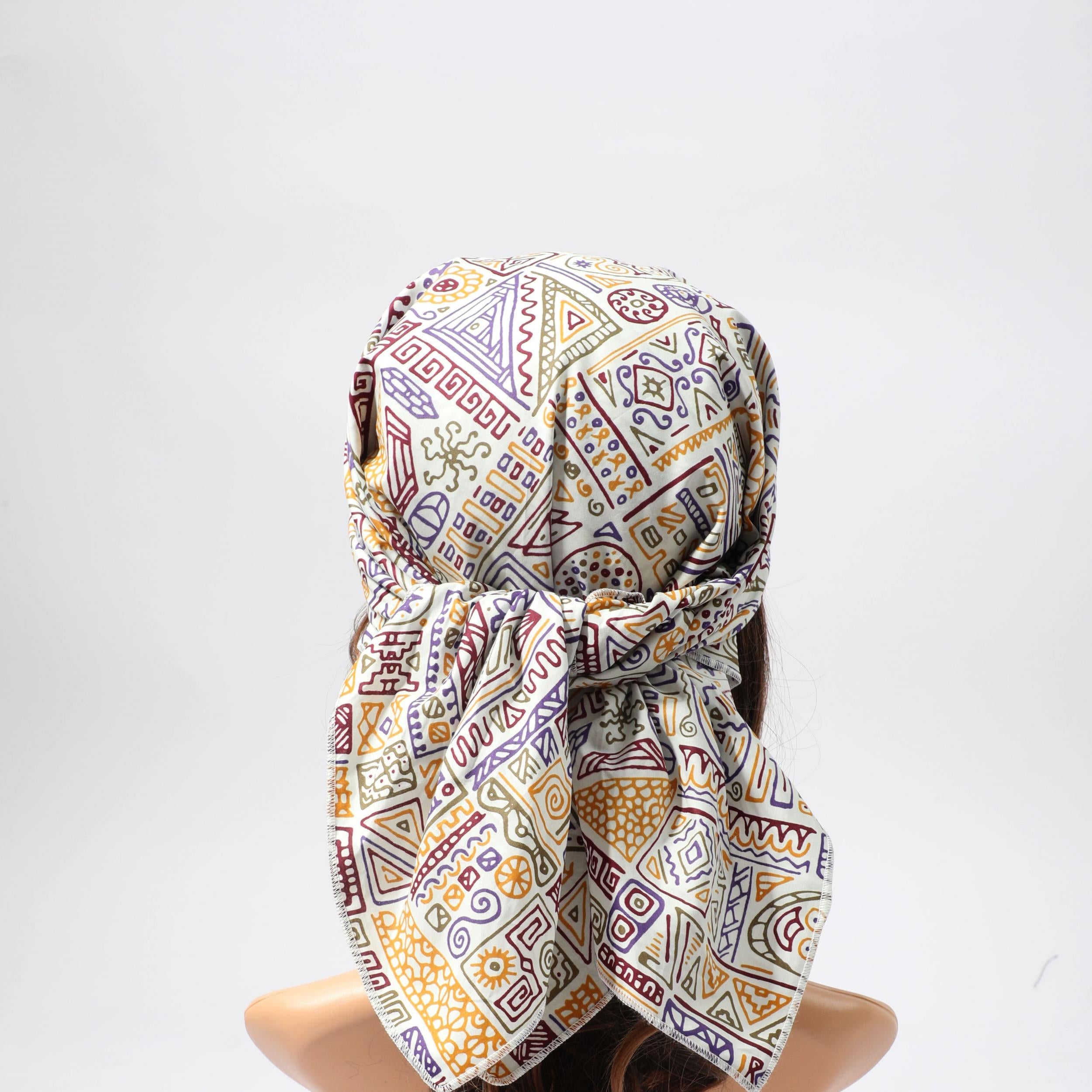 Geometric Paisley Print Bandana Boho Satin Square Scarf Headband