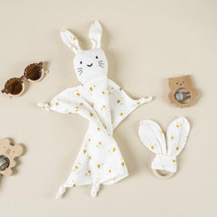 Baby Cotton Muslin Bib Teething Towel Doll Rabbit Toy