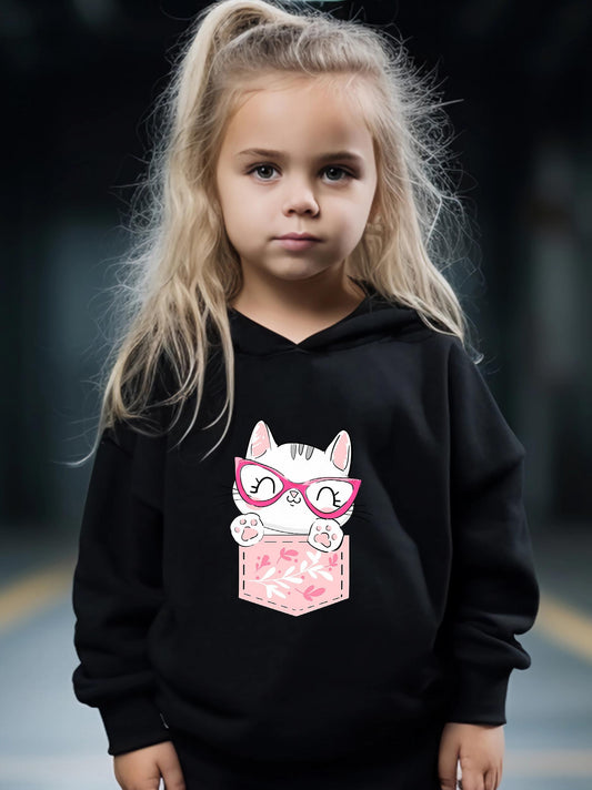 Kid's 2pcs Cartoon Cat Hoodie & Pants Set