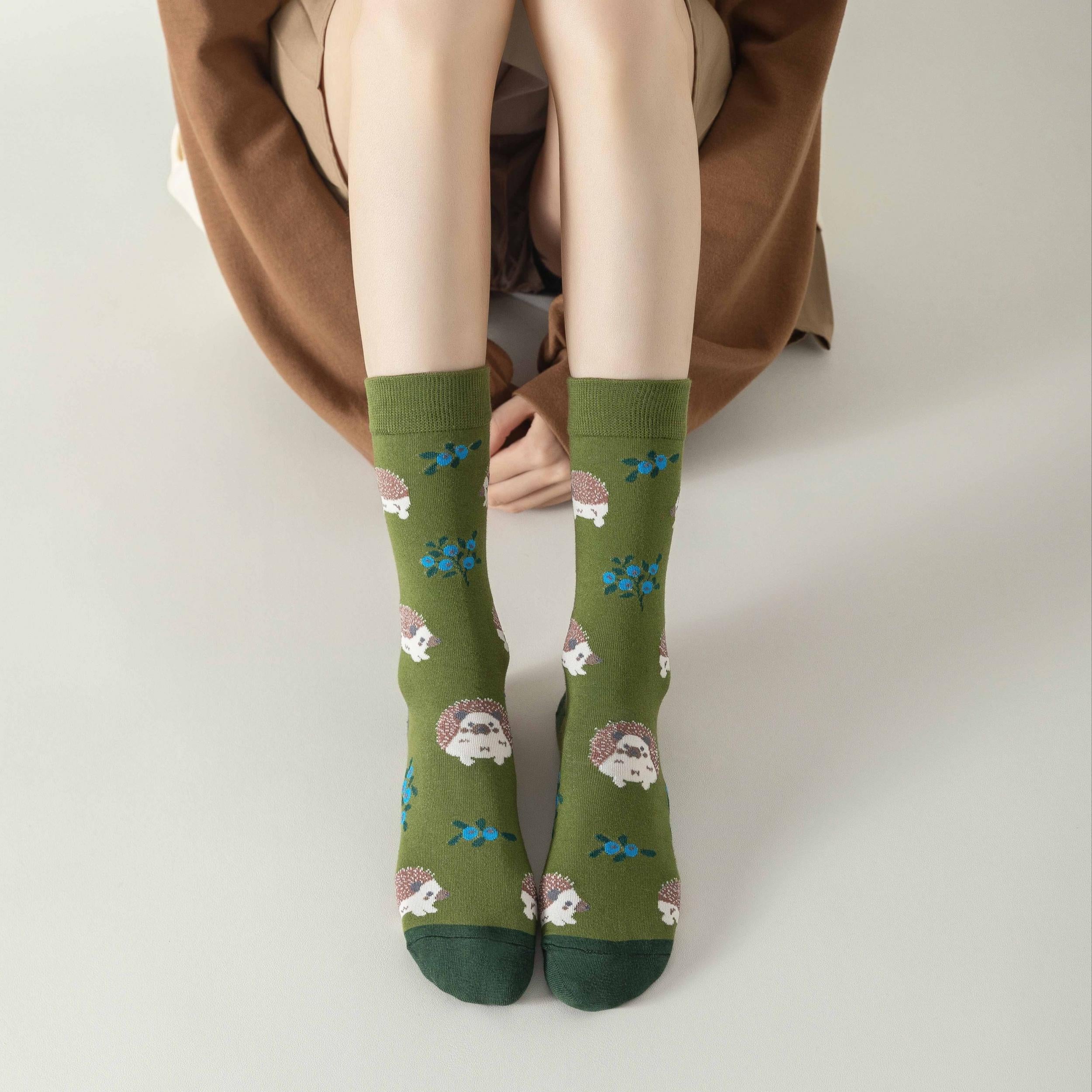 Hedgehog Print Mid Tube Socks for Women
