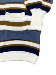  Stripe Print Button Up Long Sleeve Cardigan