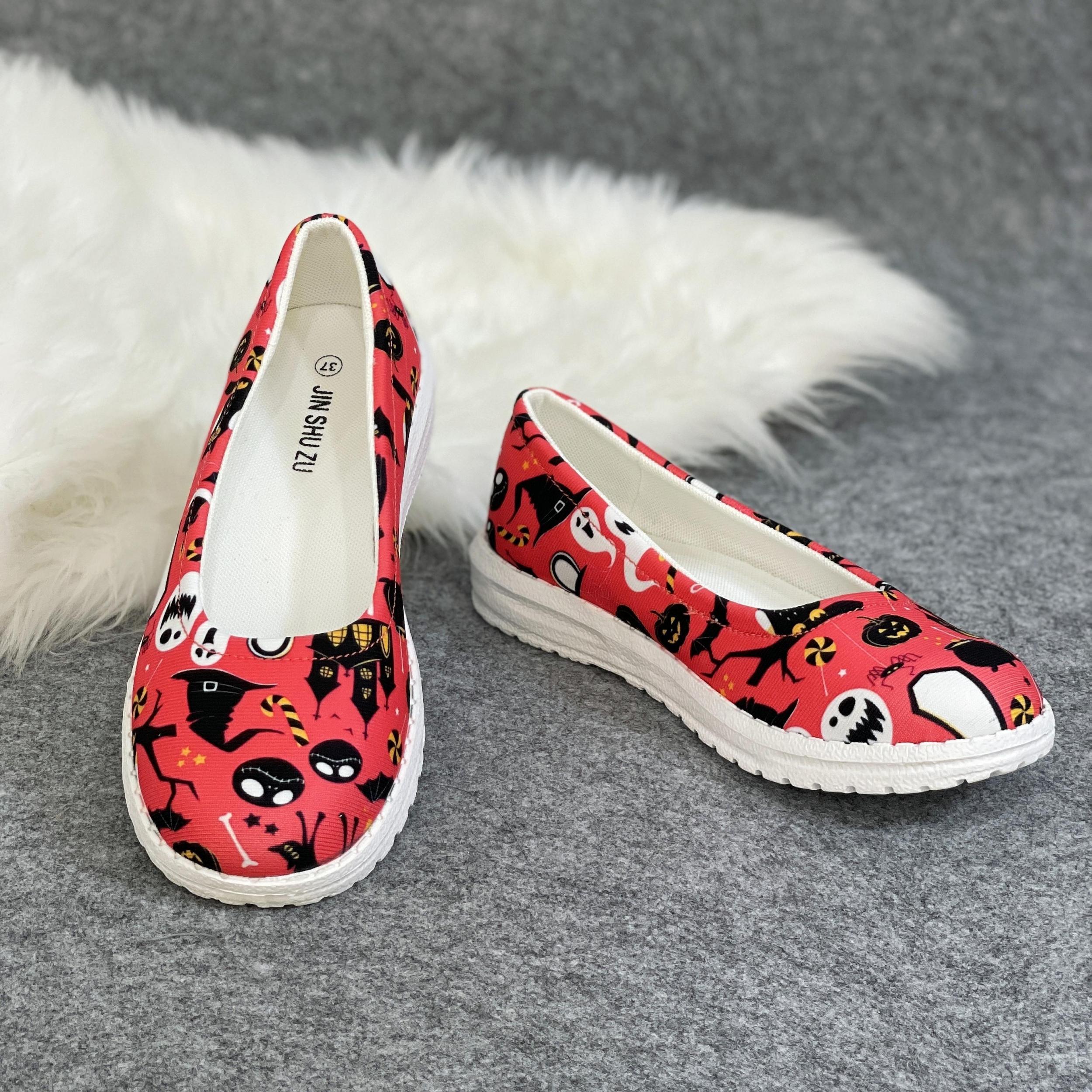 Halloween Colorful Elements Print Low Top Sport Flat Shoes