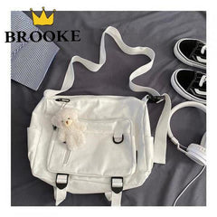 Canvas Messenger Bag Women High Capacity Student Bag Travel Bag