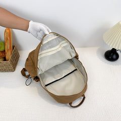 Solid Backpack Large Capacity Casual School Bag Women's Rucksack