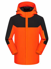 Women's Plus Colorblock Zip Up Outdoor Hooded Jacket