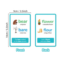 LUXLUCENT Homophones Flash Cards Vocabulary Spelling Practice Ages 3-6