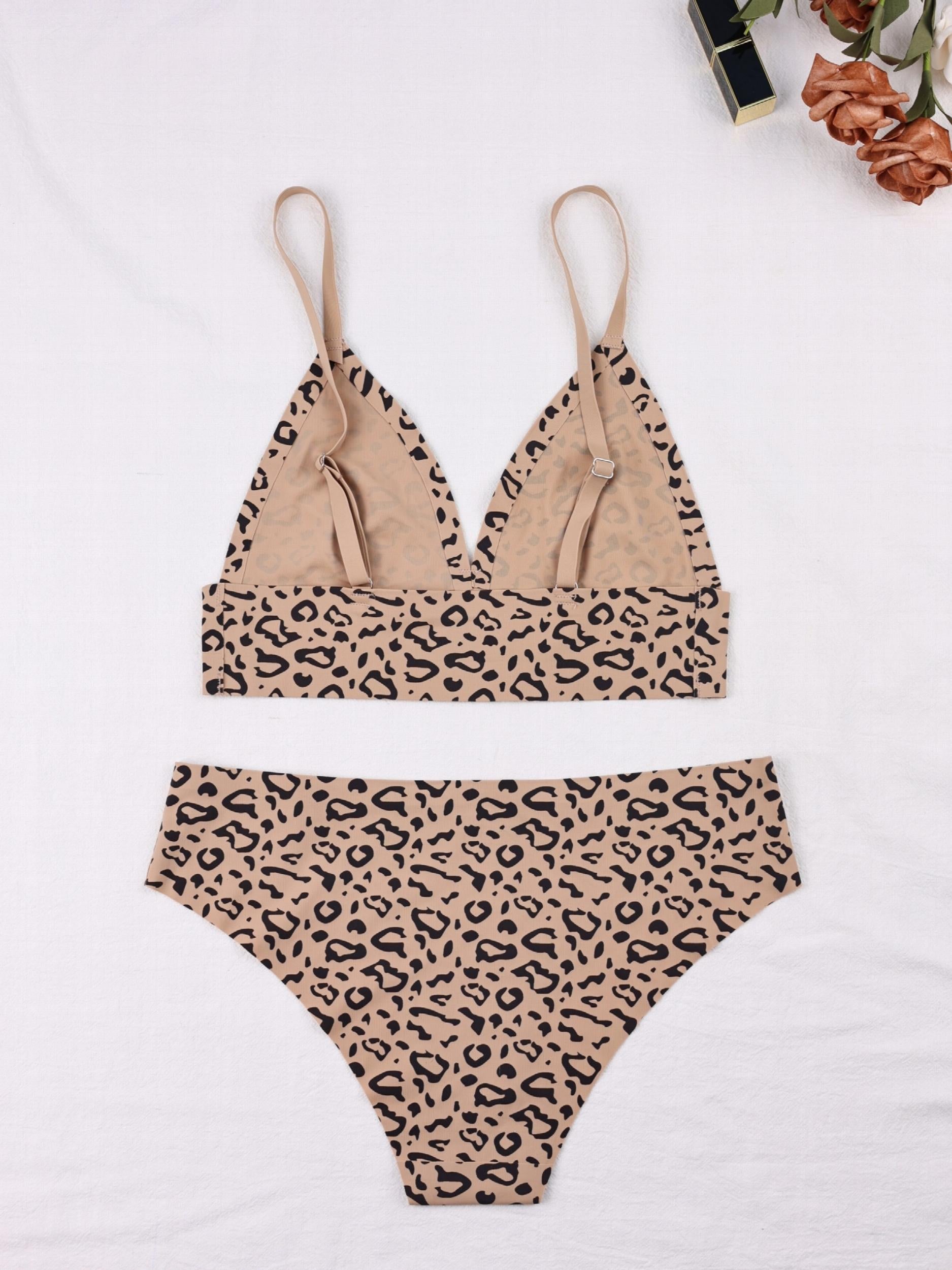 Leopard Print Seamless Bra & Panties Lingerie Set