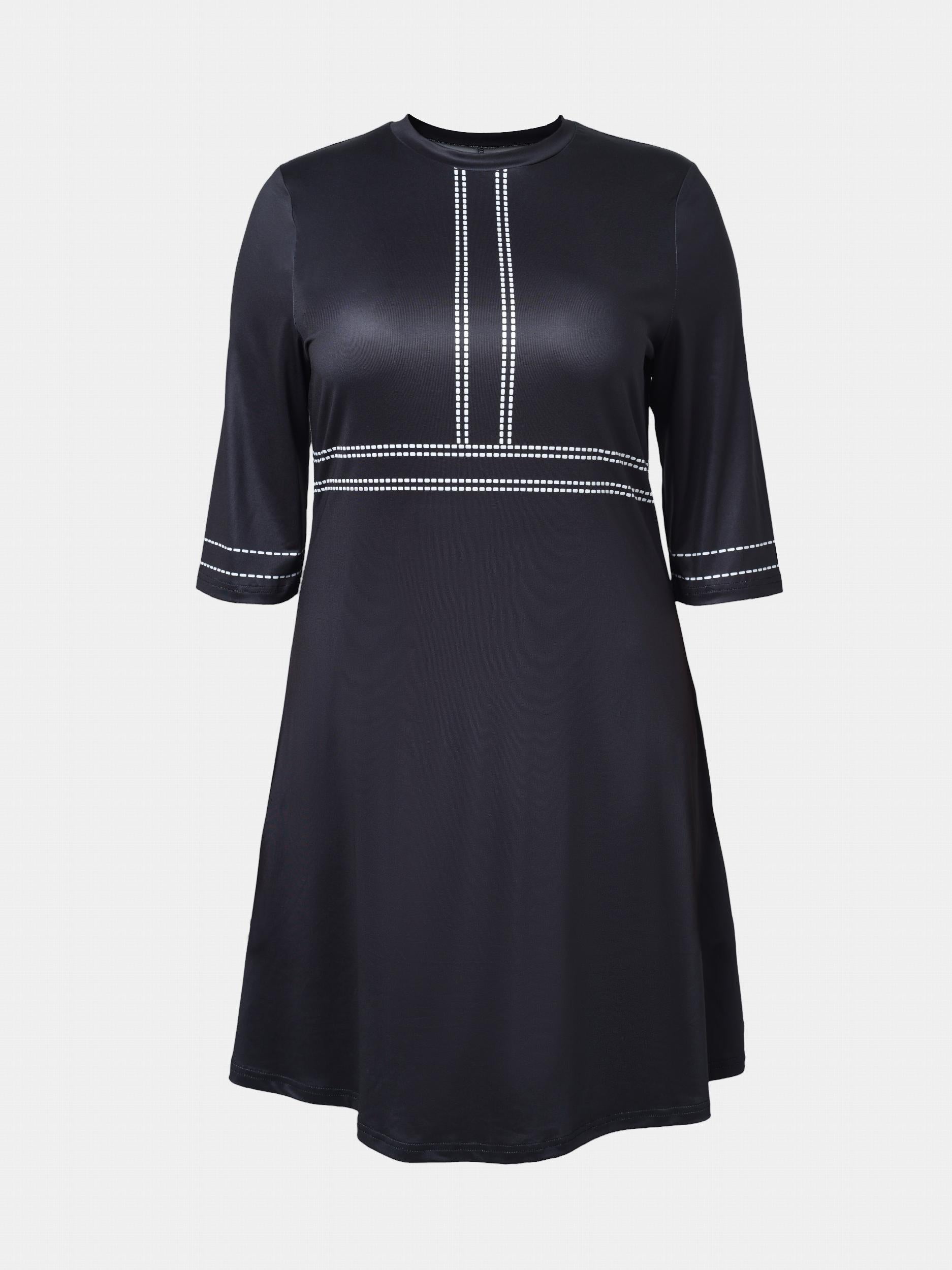  Dot Print Half Sleeve Casual Dress